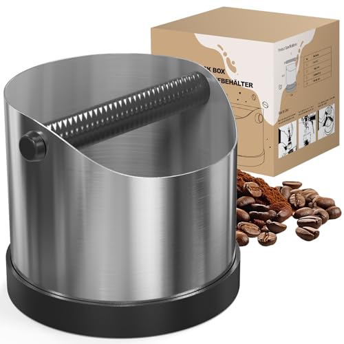 SURFOU Abklopfbehälter Siebträger, 1.6L Großes Edelstahl Knock Box mit abnehmbarer Schlagstange & rutschfester Basis - Leise und leicht zu reinigen für dein Kaffee Zubehö