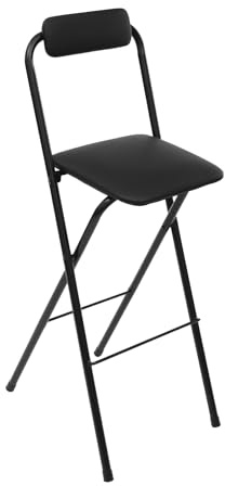 2er Set Klappbarer Barstuhl 75 cm Sitzhöhe, platzsparend & stabil Barhocker mit Rückenlehne Tragbarer Outdoor Barhocker Max. Belastung 125 kg ,Faltbar Bar Hocker für Indoor Outdoor,Stahlgestell