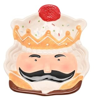 Widdop Santa & Friends Ceramic Gingerbread Nutcracker Head Christmas Plate – Festive Decorative Serving Dish for Biscuits, Treats & Nibbles