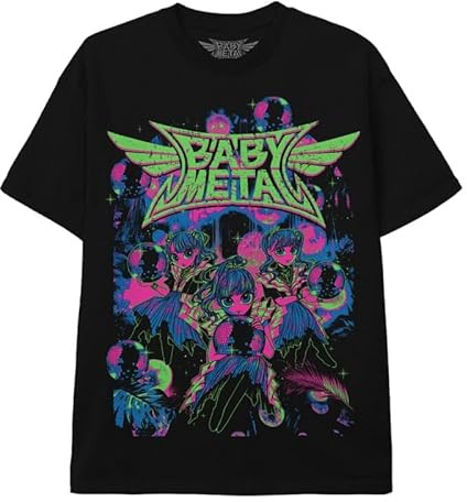 Babymetal Neon Logo Herren-T-Shirt, kurzärmlig, Schwarz, Regular / Standard-Passform