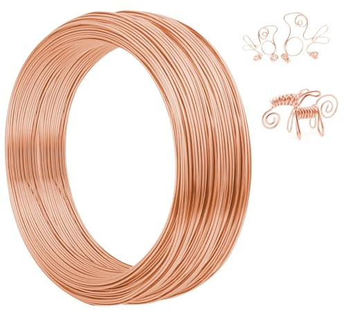 AUAUY 18 Gauge Aluminum Craft Wire, 1mm 165 Feet Bendable-Rose Gold | Aluminum Wire for Crafts, Crafting Metal Wire for Jewelry Making, Wreath Making, Sculpting, Modelling