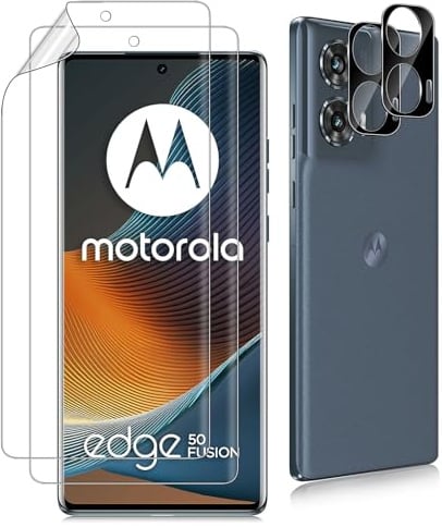 Datree 2 Piezas Protector de Pantalla para Motorola Moto Edge 50 Fusion, 2 Piezas Protector de Lente de Cámara,Alta Definicion,Anti-Arañazos Screen Protector,Protector hidrogel TPU