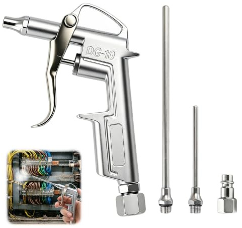 Air Blow Gun, Compressed Air Gun with Extension Nozzle with 1/4 NPT and 1/4 BSP German High Pressure Grip Connector Pneumatic Air Duster Cleaning Tool Compressor Accessories for Compressor