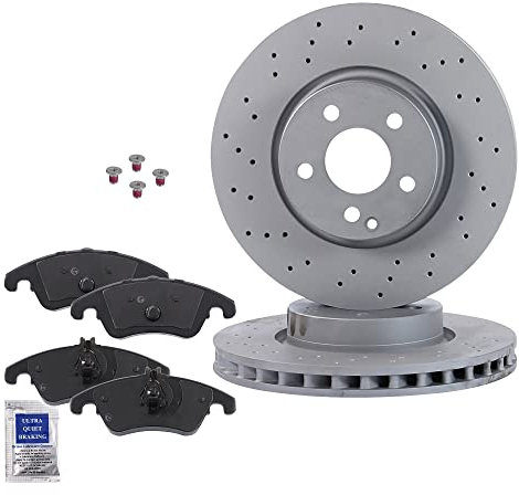 BESTPRICE Bremsenset Vorderachse inkl. Gelochte Bremsscheiben Belüftet Ø 322 mm + Bremsbeläge vorne