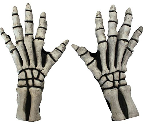 Ghoulish Productions - Weiße Skelett Handschuhe, Hände und Füße Linie, Latex, Handbemalt, Halloween, Karneval, Kostümparty, Einheitsgröße.