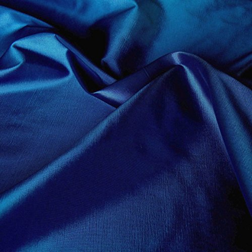 TOLKO Taft Stoff Meterware | Kleid Kostüm Gardine Vorhang | edel Changierend glänzend farbintensiv | Taft Stoffe zum Nähen Dekorieren für Deko Schals Tischdecken Store Husse Dekostoff (Dunkel Blau)