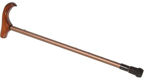 M&P Gehstock Spazierstock 4-fach verstellbar aus Aluminium mit Holzgriff Bronze