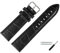 MARBURGER Uhrenarmband 30mm Leder Schwarz Silber Alligator Prägung Mit Naht - Montage Set 7893010000120