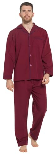 Lora Dora Strong Soul Mens Traditional 2 Piece Pyjamas, Plain Red, XL