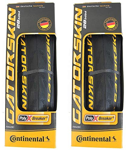 Continental Gatorskin - Road Bike Tire | Tough Urban & Touring Tire for Daily Riding - PolyX Breaker, Duraskin, 2 Pack (Black) (700x28)