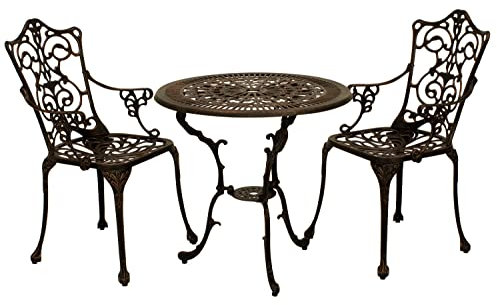 Freital Handels GmbH Gartengruppe Tischgruppe Tisch Stuhl Garten-Set Aluminiumguss Bronze Jugendstil