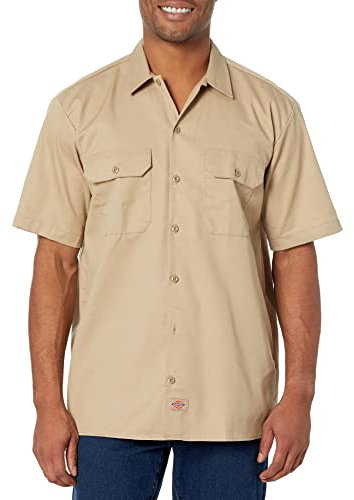 Dickies Herren Regular Fit Freizeit Hemd Shrt/S Work Shirt, Kurzarm, Beige (Khaki KH), Gr. Large (Herstellergröße: L)