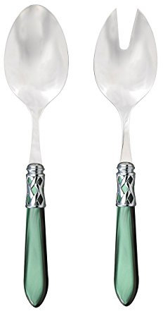 Vietri Aladdin - Set di posate da insalata in acciaio INOX 18/10, 24,8 cm, colore: verde brillante