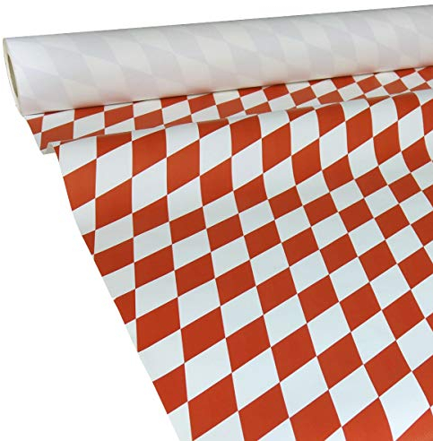 JUNOPAX 38318142 Papiertischdecke 50m x 1,00m Raute rot-weiß nass- und wischfest
