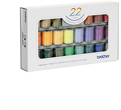 Brother Stickgarnset Hochglänzend 22 Farben (300m)