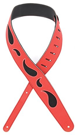 D'Addario L25W1412 Planet Waves Paisley Window Leder Gitarrengurt rot/schwarz