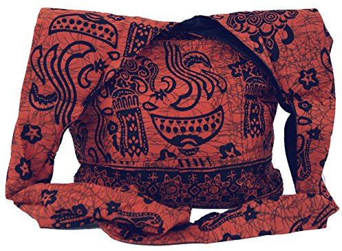 GURU SHOP Sadhu Bag, Schulterbeutel, Hippie Tasche - Orange, Unisex - Erwachsene, 30x32x10 cm