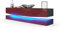 Vladon Lowboard City, Made in Germany, TV-Kommode mit Sockelelement, 1 offenem Fach und 3 Schubkästen, Schwarz matt/Bordeaux Hochglanz, inkl. LED-Beleuchtung (178 x variabel x 39 cm)