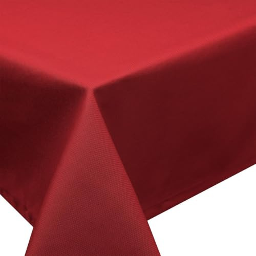 Tischdecke abwaschbar Leinenoptik - Tischdecke 135x180 cm Rot | Wasser & Schmutzabweisend mit Lotus-Effekt - Pflegeleicht für Küche, Esszimmer, Garten & Balkon