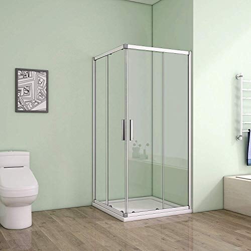 90 x 80 x 185 cm Duschkabine Schiebetür Eckeinstieg Duschabtrennung Duschwand aus 5mm ESG Sicherheitsglas Klarglas ohne Duschtasse