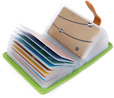 10 Couleurs Porte Cartes de Crédit Femme Homme Cuir - 26 Fentes (Vert)