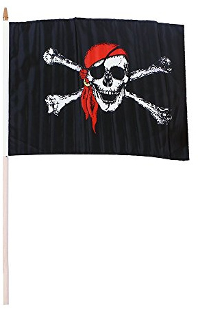 Rappa 176140 Piraten Flagge Fahne 47 x 30 cm - Stablänge ca. 62 cm