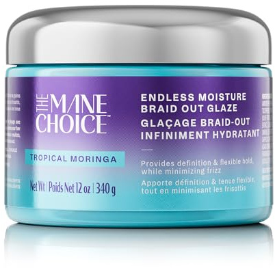 The Mane Choice Tropical Moringa Pearly Braid Out Glaze, 12 Ounce | Braid-out hair glaze, twist & braid cream gel w/flexible hold for hair definition & strength, helps reduce frizz & breakage