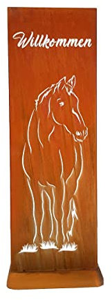 Stele Pferd Willkommen Edelrost Höhe ca. 80 cm