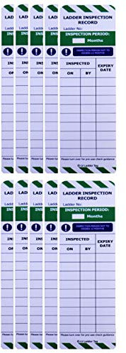 LIVELIFEBETTER® Ladder Tag - 10 Inserts - For Ladder Safety Inspection - Durable Polypropylene (PP) Tags - UK:HSE Compliant
