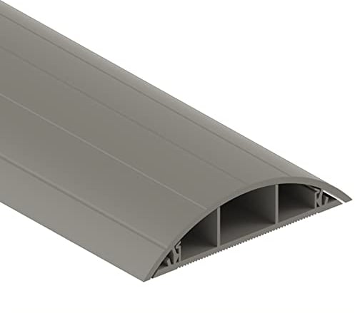 Habengut CC10022 Fußboden-Kabelführung aus PVC Grau, halbrunde Kabelbrücke für bis zu 3 Kabel / Breite 7,5 cm, Länge 1,5 m
