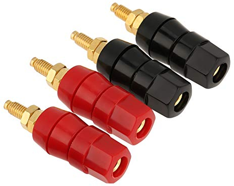4 piezas de conexión de altavoz de audio negro y rojo para conector de adaptador de conector banana Conector de terminal Chasis Conector de audio HIFI