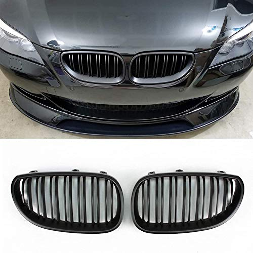 E60 E61 M5 5er-Serie 03–09, mattschwarz, Sport-Nieren-Doppellinien-Frontgrill, 1 Paar