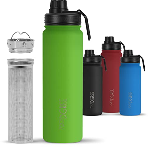 720°DGREE Vaccum Insulated Water Bottle + Infuser “noLimit“ - 710ml - Leakproof, BPA-Free, Thermo Stainless Steel Flask - Carbonated Drinks, Sports, School, Travel, Hiking, Outdoor +Sports-Cap