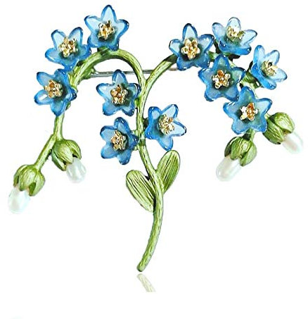 Broche Nouveaux Bijoux Végétaux Vintage Perle Naturelle Broche Fleur Myosotis Foulards Boucle Accessoires