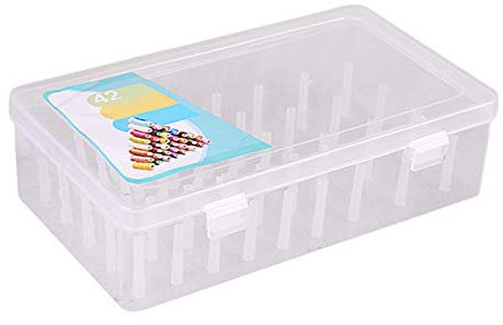 HshDUti Nähgarn-Box, 42 Spulen Nähgarn-Aufbewahrungsbox Organizer Behälter große Kapazität Nähgarnhalter Kunststoff Nähgarn-Organizer für Nähen, Sticken, Quilten transparent
