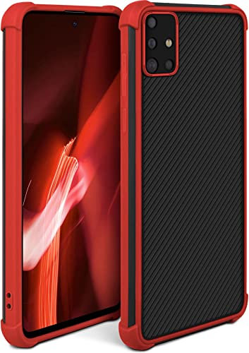 moex Leap Case kompatibel mit Samsung Galaxy A51 Hülle mit Kameraschutz und Displayschutz, Rundumschutz Handyhülle, Extrem Stoßfeste Schutzhülle, Backcover Hard Case - Feuer Rot