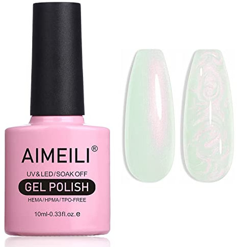 AIMEILI Gel Nagellack Pearl Effekt, Transparent Shimmer Glänzend Glitzer UV LED Soak Off Polish - (175) 10ml, 1, 38.0 grams
