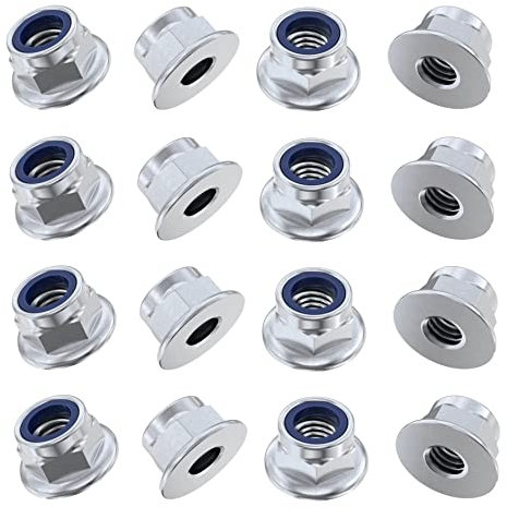 TERF® M10 Flanged Nylon Insert Self Locking Nut M10 (10mm) Flange Nyloc Insert Hex Hexagon Lock Nuts Steel - Pack of 10