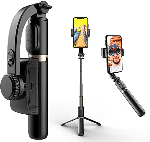 Colorlizard Gimbal Stabilisator für Smartphone, 1-Achsen Selfie Stick Handy Stativ mit Bluetooth Fernbedienung, 900 mAh Handyhalter Auto Drehung/Balance für Vlog YouTube TikTok mit iPhone Android