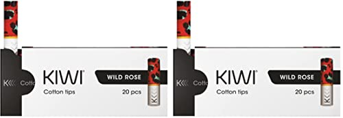 KIWI Ricambi Combo Set, Tips in cotone per sigaretta elettronica KIWI, 2 Pacchetti da 20, No E-Liquid, No Nicotina (Wild Rose)