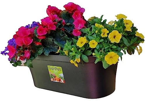 GarPet Wand Blumentopf Wandblumentopf Wandtopf Pflanzgefäß Blumenkasten Outdoor Wandblumenkasten Wandpflanztopf Wandampel Anthrazit 39 x 13 x 17 (H) cm Außenbereich