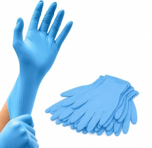 RAP Gloves Blue Nitrile Disposable Gloves Large 200 Latex Free Food Safe | Powder free examination gloves, tear resistant, 200 pack, for care, catering, cleaning, salon, DIY, trade