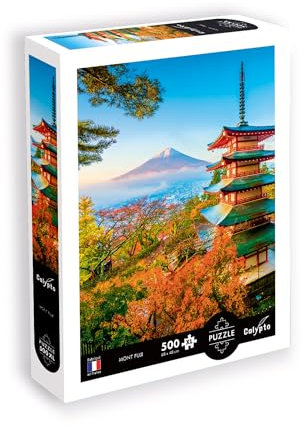 Calypto 3907305 Mount Fuji, 500 Teile XL-Puzzle mit Soft-Touch, große Puzzleteile mit samtiger Oberfläche, für Erwachsene und Kinder ab 8 Jahren, Japan, Herbst, Pagode