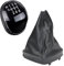 EVURU Pomos de palanca de cambios, Perilla de palanca de cambios de cuero de 6 velocidades, cubierta de maletero Gaitor for Ford Mondeo IV S-MAX C-MAX Transit Focus MK3 MK4 Kuga