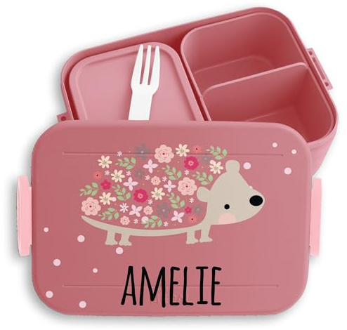 Kinder Bento Box Midi Lunchbox für Mepal Bentobox - Brotbox süßer Igel Jausenbox Stacheltier I - 900 ml - Rosa - brotdose kita name personalisierte bento-lunchbox brotbüchse kindergarten