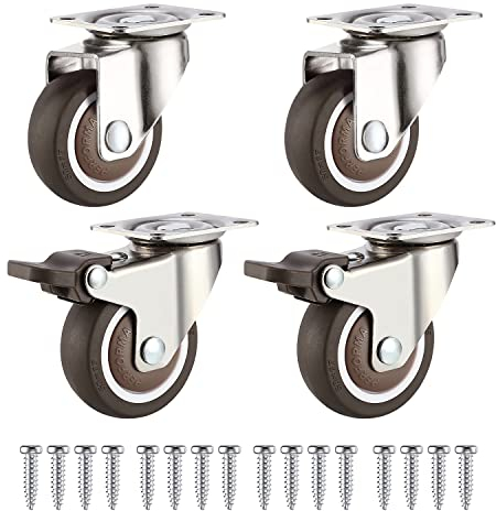 4 Lenkrollen 50 mm mit Schrauben Schwerlastrollen Möbelrollen Lenkrollen Gummirollen für Möbel, Tisch, Wagen