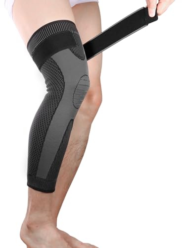 Kniewärmer Selbstheizend Kniebandage Winter Verstellbar Knieschoner mit Klettverschluss Knieschützer Rutschfest Beinstulpen Thermo Beinwärmer Elastisch Kniegelenkbandage für Sport Fahrrad XXL
