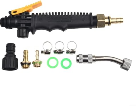 EpheyFIF Ersatz-Sprühstab, 0,6 cm und 0,95 cm Messing-Widerhaken, Universal-Sprühstab mit 2 Schlauchschellen, Messing-Widerhaken, Edelstahl-Sprühstab, Sprühstäbe für Gartenschlauch