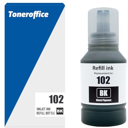 Tinte 102 C13T03R140 BK Schwarz kompatibel mit Epson 102 Druckertinte, Nachfülltinte für Epson EcoTank ET-15000 ET-2700 ET-2750 ET-3850 ET-4750 ET-4850 ET-4856 (127ml, ca. 7500 Seiten)