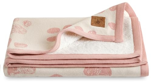 Little Dedi Baby Winter Decke- 100% GOTS-zertifizierte Bio-Baumwolle, Strickdesign, 75x95 cm,Weich & Atmungsaktiv,Ideal für Neugeborene & Kleinkinder,Maschinenwaschbar, (Pink/Beige)
